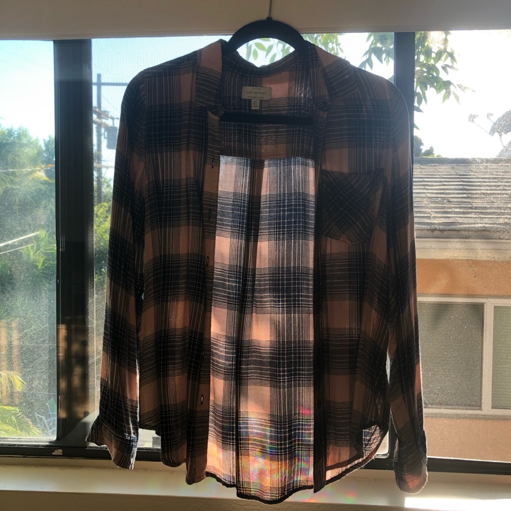 So Soft Lucky Brand Plaid Pink & Navy Shirt, Size S/P (fits medium 6-8)